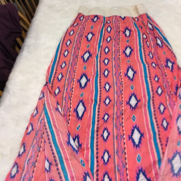 JUST BE Aztec print Long Maxi SKIRT Slits XL - Picture 1 of 10